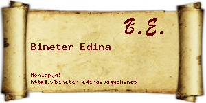 Bineter Edina névjegykártya